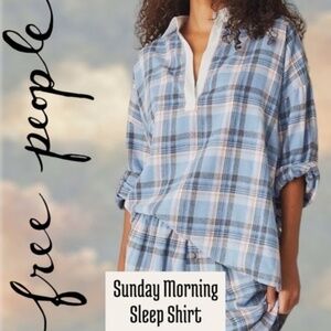 FREE PEOPLE Oversized Long Sleeve Sunday Morning Cotton Sleep Shirt/XS NWT